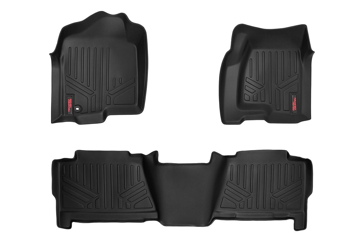 GMC Sierra 1500 Floor Mats - Front + Rear - Rough Country - Heavy Duty Floor Mats and Rear Cargo Liners - '04-'06